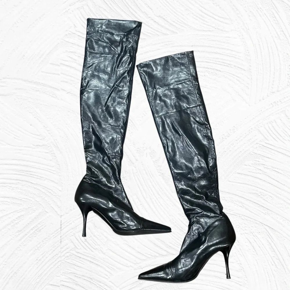 Loriblu Elegant Black Over the Knee stretch‎ Stiletto Boots Size 37/6.5 US